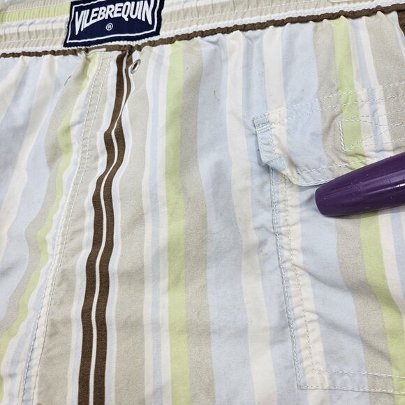 Vilebrequin Swim Trunks Mens XXL Striped Shorts No Liner‎ Multiple FLAWS - Picture 12 of 16